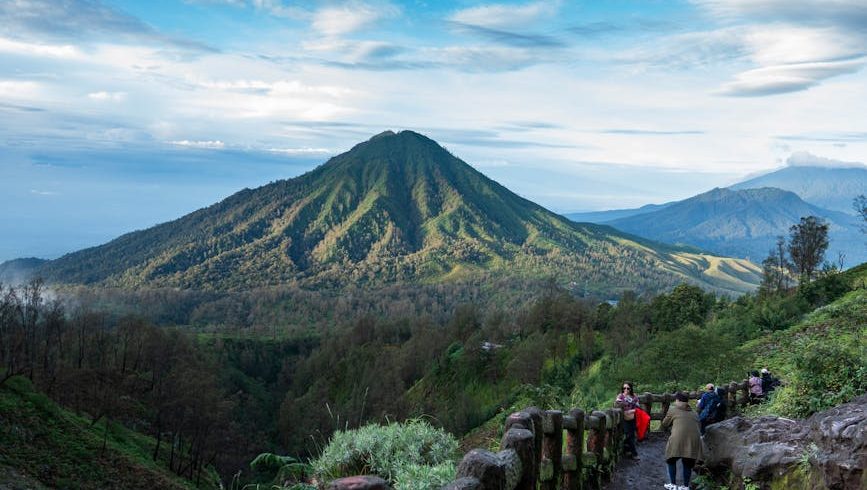 footpath with mountain behind