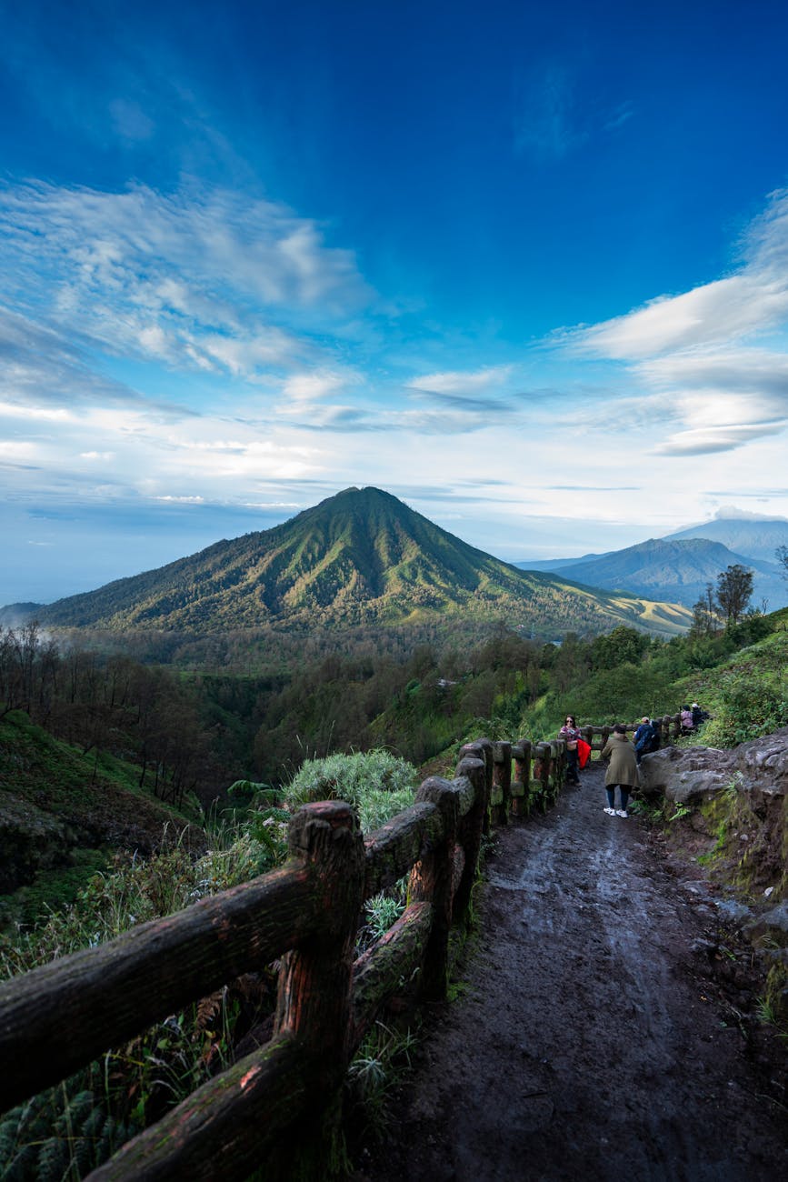 footpath with mountain behind