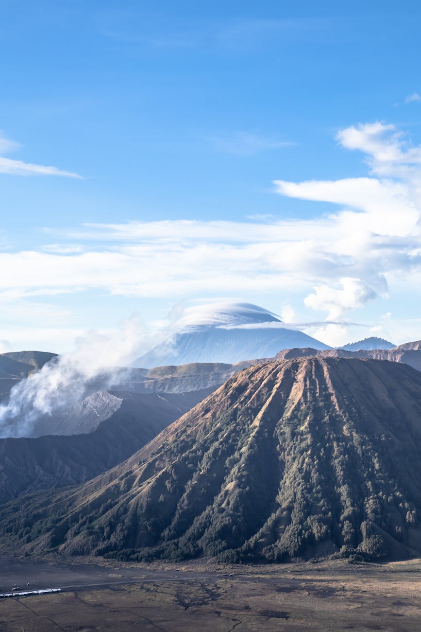clouds over volcano