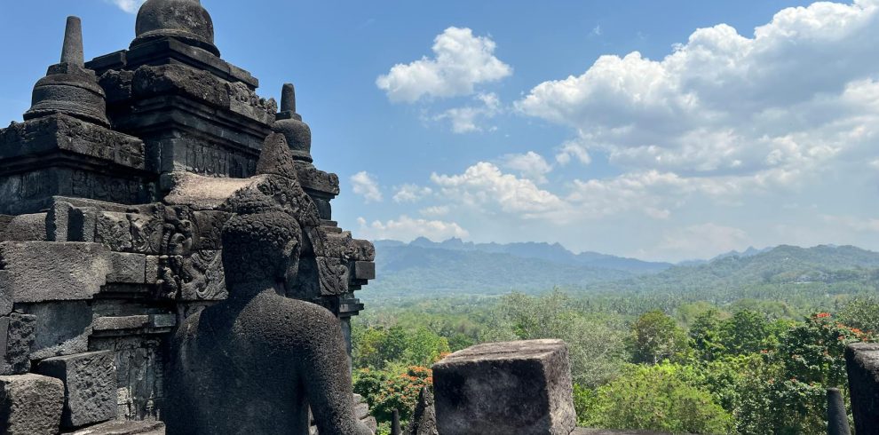 scenic view from borobudur temple in indonesia